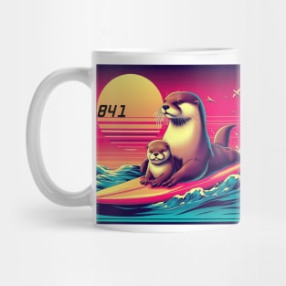 841 surfing otter with baby Mug